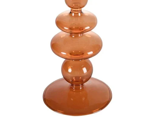 Conjunto De 2 Castiçais A. 21 E 18,5 Cm Vidro Laranja - Kandie