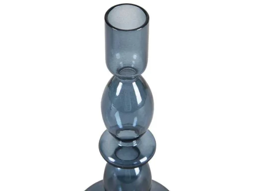 Conjunto De 2 Castiçais D. 9 X A. 21 Cm E D. 9 E A. 18,5 Cm Vidro Azul - Kandie