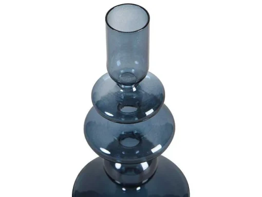 Conjunto De 2 Castiçais D. 9 X A. 21 Cm E D. 9 E A. 18,5 Cm Vidro Azul - Kandie