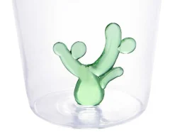 Conjunto De 4 Copos Com Cactos Transparente E Verde D.8 X A.10 Cm - Puntia