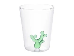 Conjunto De 4 Copos Com Cactos Transparente E Verde D.8 X A.10 Cm - Puntia