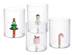 Conjunto De 4 Copos Com Motivos De Natal D.7,5 X A.9,5 Cm - Scopa