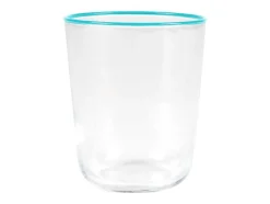 Conjunto De 6 Copos De Agua Com Borda Azul 31,5 Cl - D. 8 X A. 9,5 Cm - Azuran
