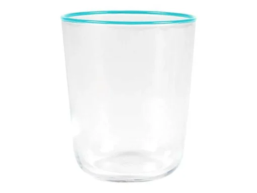 Conjunto De 6 Copos De Agua Com Borda Azul 31,5 Cl - D. 8 X A. 9,5 Cm - Azuran