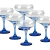 Conjunto De 6 Copos De Cocktail Azuis Com Base - 32 Cl - D. 6,5 X A. 20 Cm - Coraly