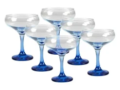 Conjunto De 6 Copos De Cocktail Azuis Com Base - 32 Cl - D. 6,5 X A. 20 Cm - Coraly