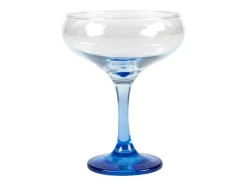 Conjunto De 6 Copos De Cocktail Azuis Com Base - 32 Cl - D. 6,5 X A. 20 Cm - Coraly