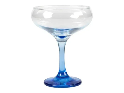 Conjunto De 6 Copos De Cocktail Azuis Com Base - 32 Cl - D. 6,5 X A. 20 Cm - Coraly