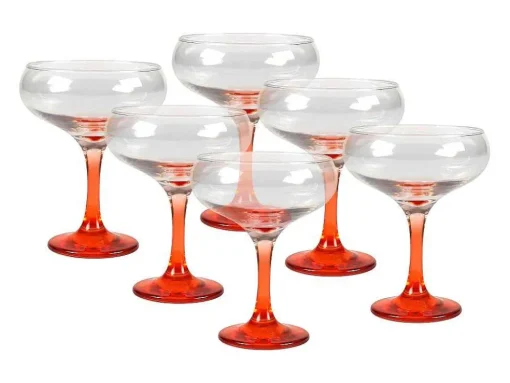 Conjunto De 6 Copos Para Coquetel Com Base Em Laranja De 32 Cl - D. 6,5 X A. 20 Cm - Coraly