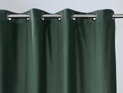 Conjunto De 2 Cortinas De Escurecimento Em Veludo C. 135 X A. 250 Cm Verde Com Ilhos Prateados - Darrel