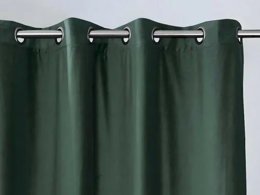 Conjunto De 2 Cortinas De Escurecimento Em Veludo C. 135 X A. 250 Cm Verde Com Ilhos Prateados - Darrel