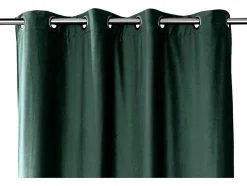 Conjunto De 2 Cortinas De Escurecimento Em Veludo C. 135 X A. 250 Cm Verde Com Ilhos Prateados - Darrel