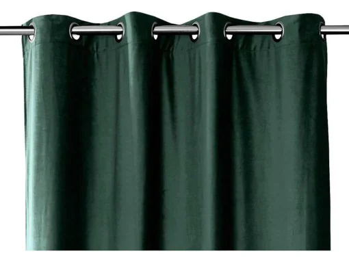 Conjunto De 2 Cortinas De Escurecimento Em Veludo C. 135 X A. 250 Cm Verde Com Ilhos Prateados - Darrel