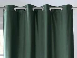 Conjunto De 2 Cortinas De Escurecimento Em Veludo C. 135 X A. 250 Cm Verde Com Ilhos Prateados - Darrel