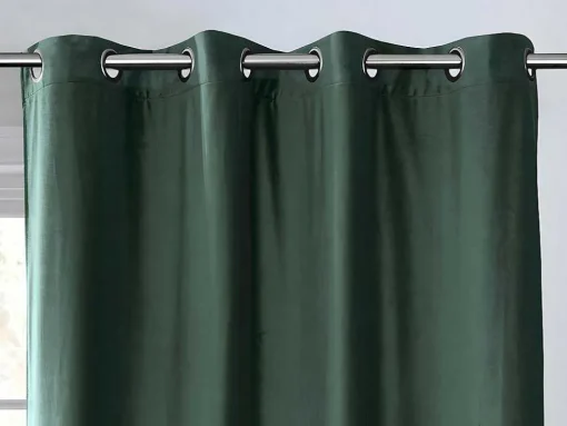 Conjunto De 2 Cortinas De Escurecimento Em Veludo C. 135 X A. 250 Cm Verde Com Ilhos Prateados - Darrel