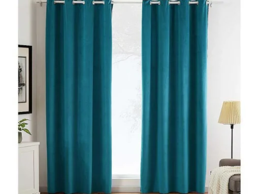 Conjunto De 2 Cortinas Em Veludo 140 X 260 Cm Azul - Ahtari