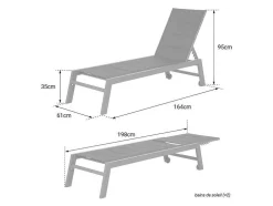 Conjunto De 2 Espreguiçadeiras Barbados Em Taupe Têxtilene - Taupe Aluminium