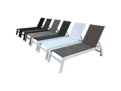 Conjunto De 2 Espreguiçadeiras Barbados Em Têxtileno Branco - Aluminio Branco