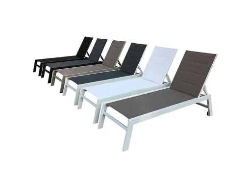 Conjunto De 2 Espreguiçadeiras Barbados Em Têxtileno Branco - Aluminio Branco