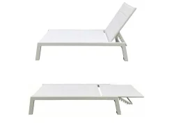 Conjunto De 2 Espreguiçadeiras Barbados Em Têxtileno Branco - Aluminio Branco
