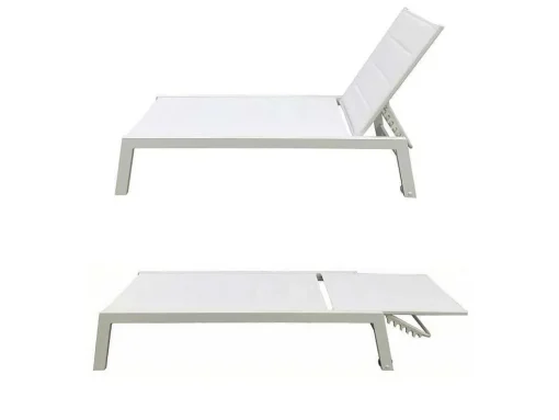 Conjunto De 2 Espreguiçadeiras Barbados Em Têxtileno Branco - Aluminio Branco