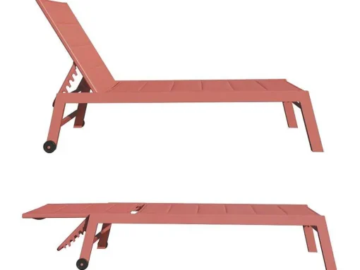 Conjunto De 2 Espreguiçadeiras Barbados Em Terracota Têxtilene - Terracota De Aluminio