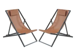 Conjunto De 2 Espreguiçadeiras Chilenas Aluminio Terracota - Anilio De Mylia
