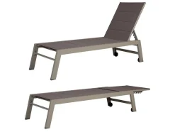 Conjunto De 2 Espreguiçadeiras Barbados Em Taupe Têxtilene - Taupe Aluminium