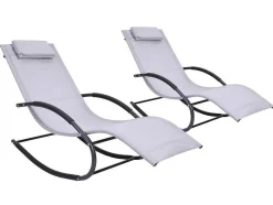 Conjunto De 2 Espreguiçadeiras - Cinzento-Claro - Lombok
