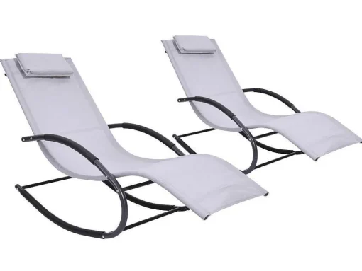 Conjunto De 2 Espreguiçadeiras - Cinzento-Claro - Lombok