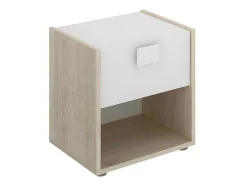 Conjunto De 2 Mesas De Cabeceira Com 1 Gaveta E 1 Prateleira Cor Natural E Branco - Sonia