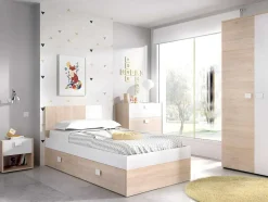 Conjunto De 2 Mesas De Cabeceira Com 1 Gaveta E 1 Prateleira Cor Natural E Branco - Sonia