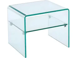 Conjunto De 2 Mesas De Cabeceira, 1 Nicho, Vidro Temperado - Stileos