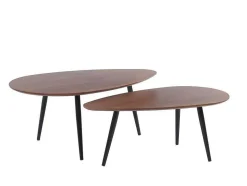 Conjunto De 2 Mesas De Centro Empilhaveis Milena - Mdf E Metal - Cor Noz