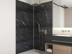 Conjunto De 2 Paineis De Parede De Duche Efeito Marmore Aluminio Com Perfis 2 X L90 X A120 - Eneko