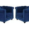 Conjunto De 2 Poltronas Chesterfield - Veludo Azul-Real