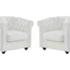 Conjunto De 2 Poltronas Em Pele De Bufalo - Branco - Chesterfield