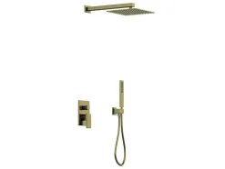 Conjunto De Duche Encastravel Com Torneira Misturadora Mecanica Dourado Acabamento Acetinado - Tocantis
