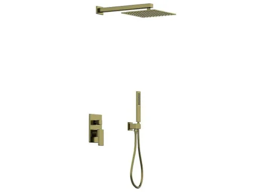 Conjunto De Duche Encastravel Com Torneira Misturadora Mecanica Dourado Acabamento Acetinado - Tocantis