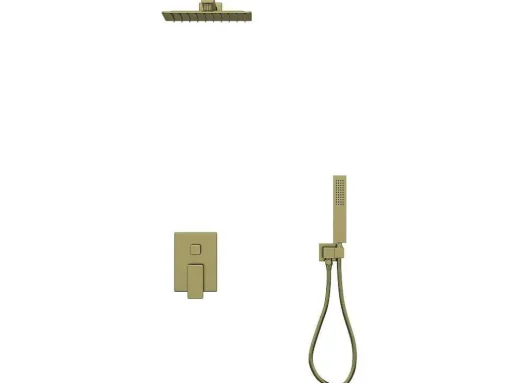 Conjunto De Duche Encastravel Com Torneira Misturadora Mecanica Dourado Acabamento Acetinado - Tocantis