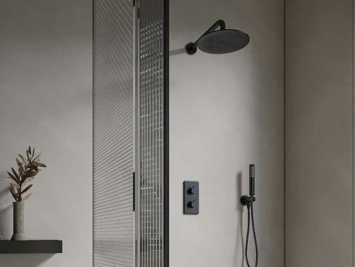 Conjunto De Duche Encastravel Com Torneira Misturadora Termostatica Preto Mate - Timavo