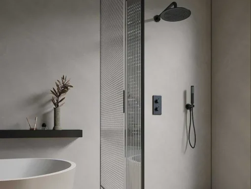 Conjunto De Duche Encastravel Com Torneira Misturadora Termostatica Preto Mate - Timavo