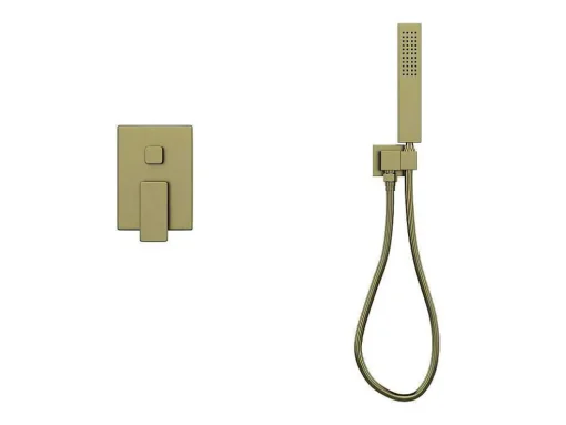 Conjunto De Duche Encastravel Com Torneira Misturadora Mecanica Dourado Acabamento Acetinado - Tocantis