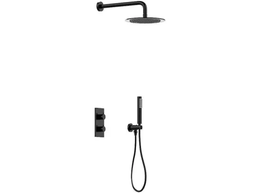 Conjunto De Duche Encastravel Com Torneira Misturadora Termostatica Preto Mate - Timavo