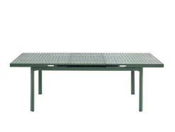 Conjunto De Jantar De Jardim Em Aluminio, Mesa Extensivel 180/240Cm, 6 Cadeiroes Empilhaveis Com Apoios De Bracos Em Acacia Verde-Amendoa - Nauru