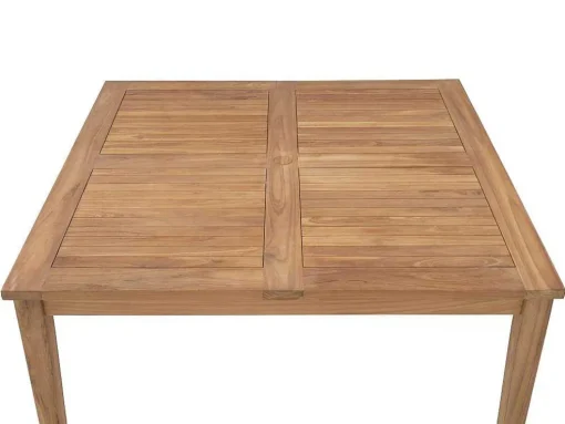 Conjunto De Jantar De Jardim Em Teca, 1 Mesa Quadrada + 8 Cadeiroes, Natural Claro - Allende