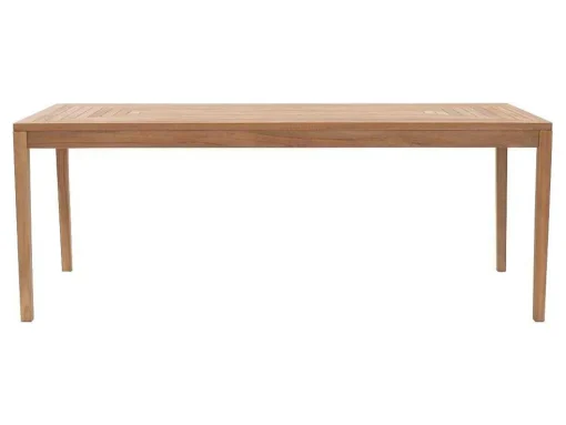 Conjunto De Jantar De Jardim Em Teca, 1 Mesa C. 200 Cm + 6 Cadeiroes, Natural Claro - Allende