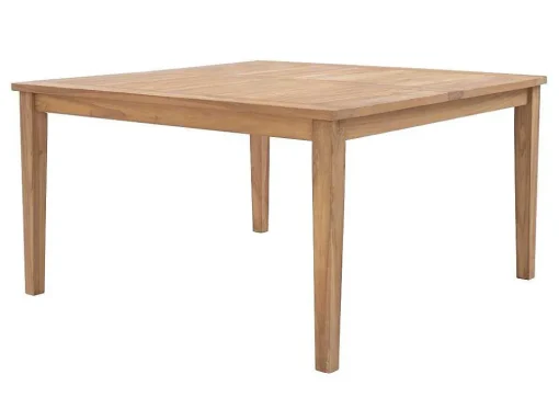 Conjunto De Jantar De Jardim Em Teca, 1 Mesa Quadrada + 8 Cadeiroes, Natural Claro - Allende