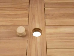 Conjunto De Jantar De Jardim Em Teca, 1 Mesa Quadrada + 8 Cadeiroes, Natural Claro - Allende