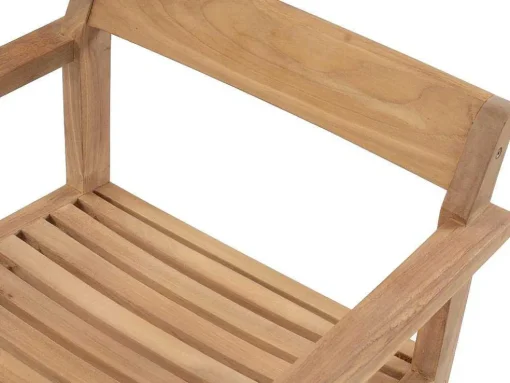 Conjunto De Jantar De Jardim Em Teca, 1 Mesa C. 200 Cm + 6 Cadeiroes, Natural Claro - Allende
